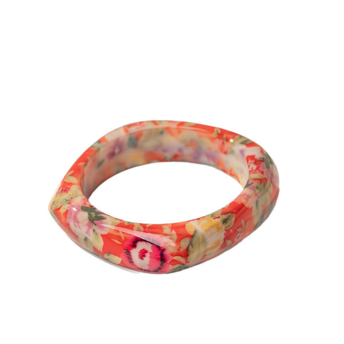Women's Square Irregular Blooming Pattern Resin Personalized Fashionable Bracelets