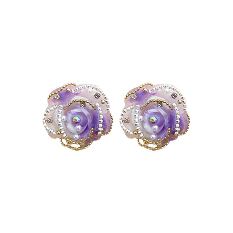 Sier Pearl Flower Temperamental Niche High-grade Earrings