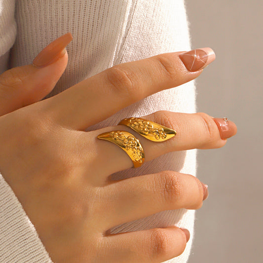 Fashion Popular Stainless Steel Simple Flower Rings