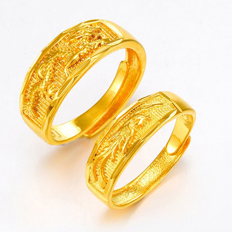 Women's Starry Sky Couple Brass Gold-plated Glossy Retro Rings