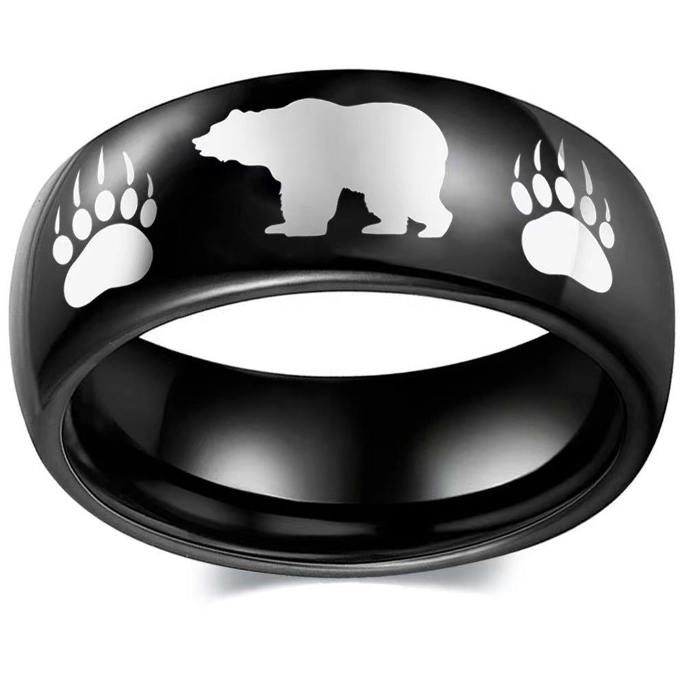 Men's Charming Cartoon Bear Stainless Steel Rings