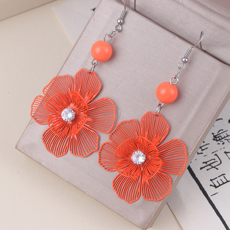 Women's Color Petal Metal Fashion Vacation Style Personalized Earrings