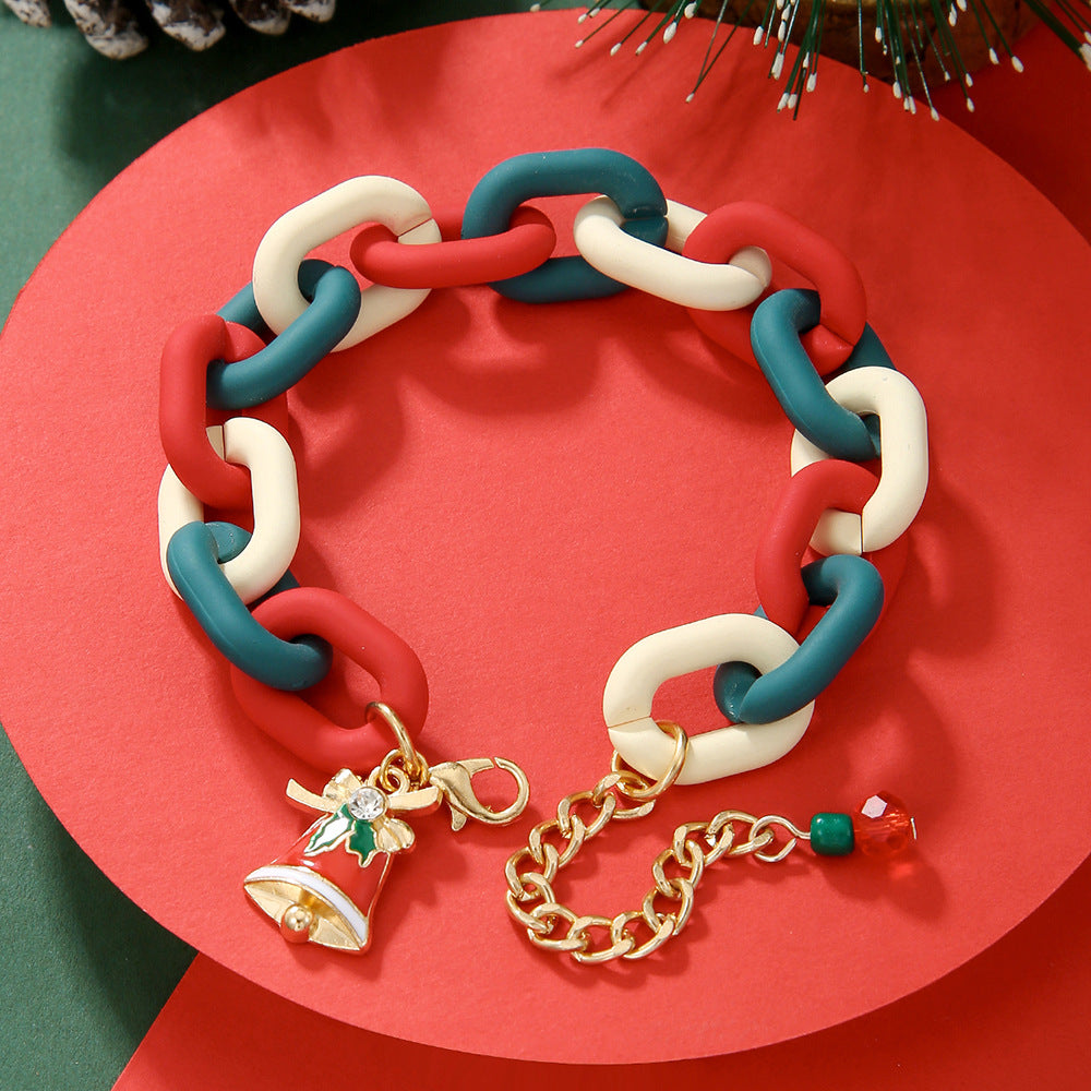 Bell Pearl Snowflake Elk Festive Holiday Bracelets