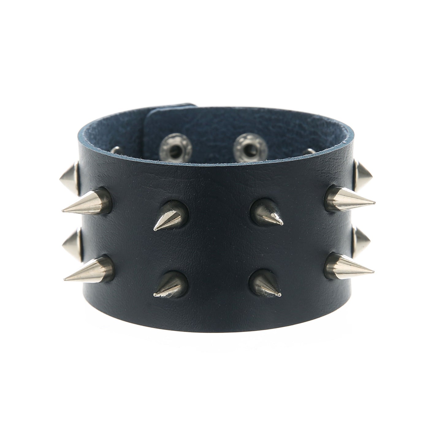 Punk Double Row Alloy Spike Couple Leather Rock Stainless Bracelet