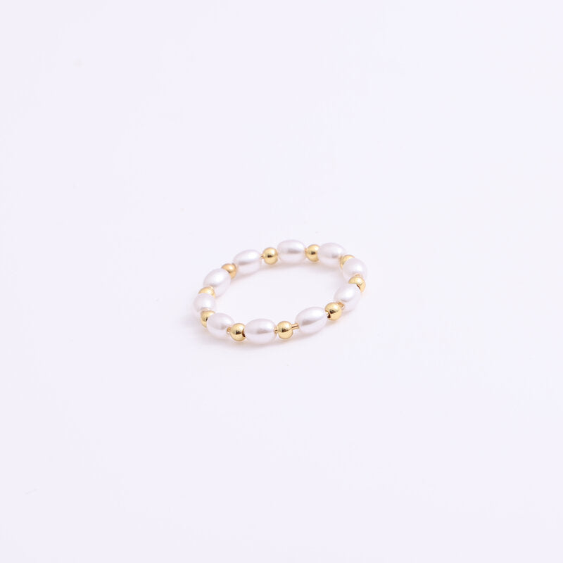 Pearl Small Golden Beads Titanium Steel Rings