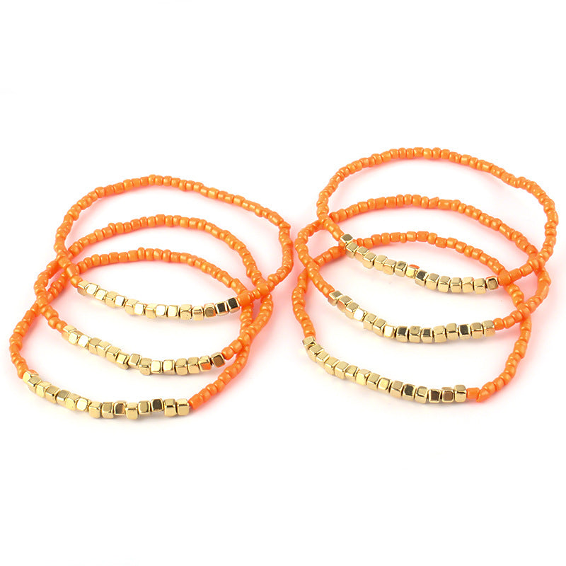 Suit Adjustable Gold Square Spacer Beads Bracelets