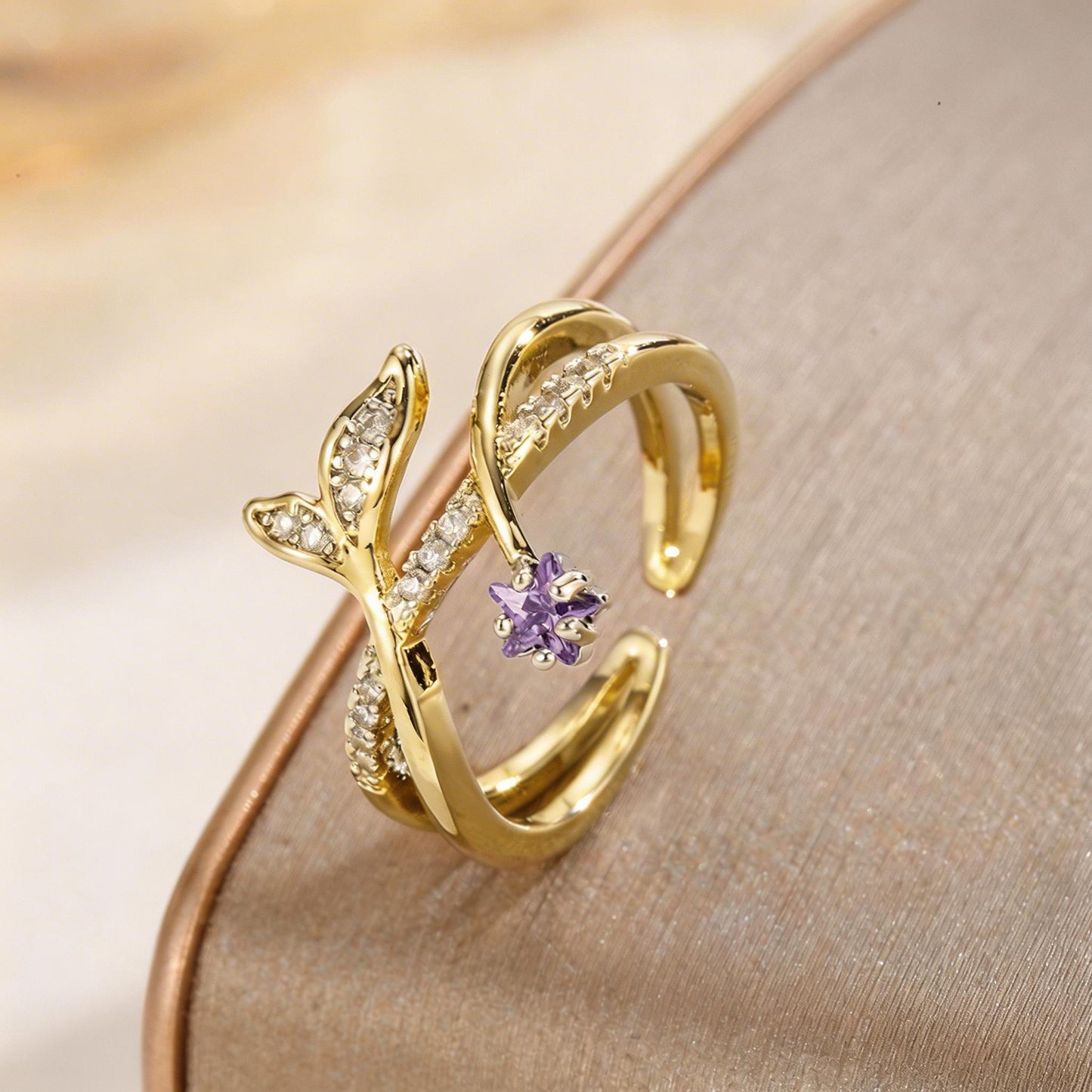 Diamond Cross Female Simple Fresh Fashion Rings