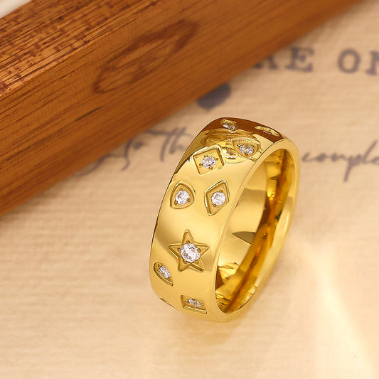 Steel High-grade Light Luxury Diamond French Rings