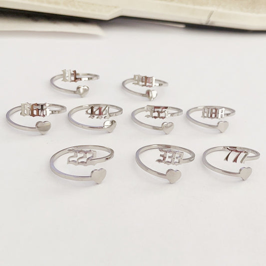 Stainless Steel Lucky Digital Auspicious Knuckle Rings