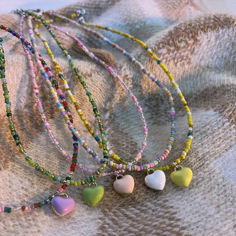 Women's Heart-shaped Beaded For Cute Girly Style Sweet Temperament Necklaces