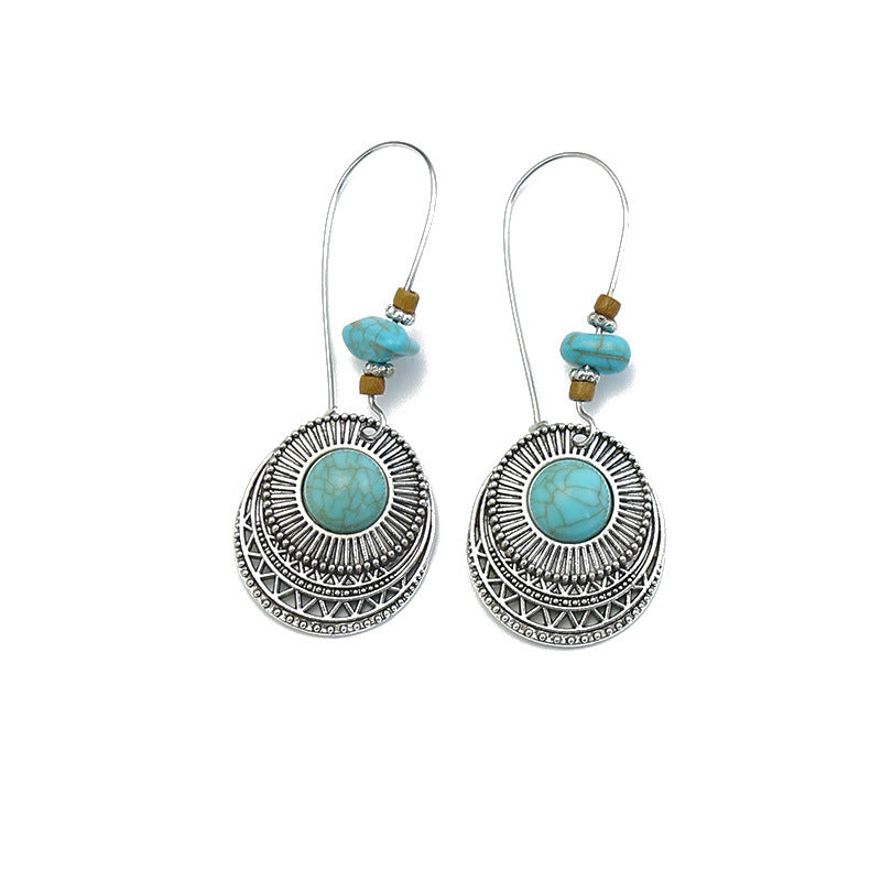 Women's Graceful Ear Hook Dripping Alloy Turquoise Rings