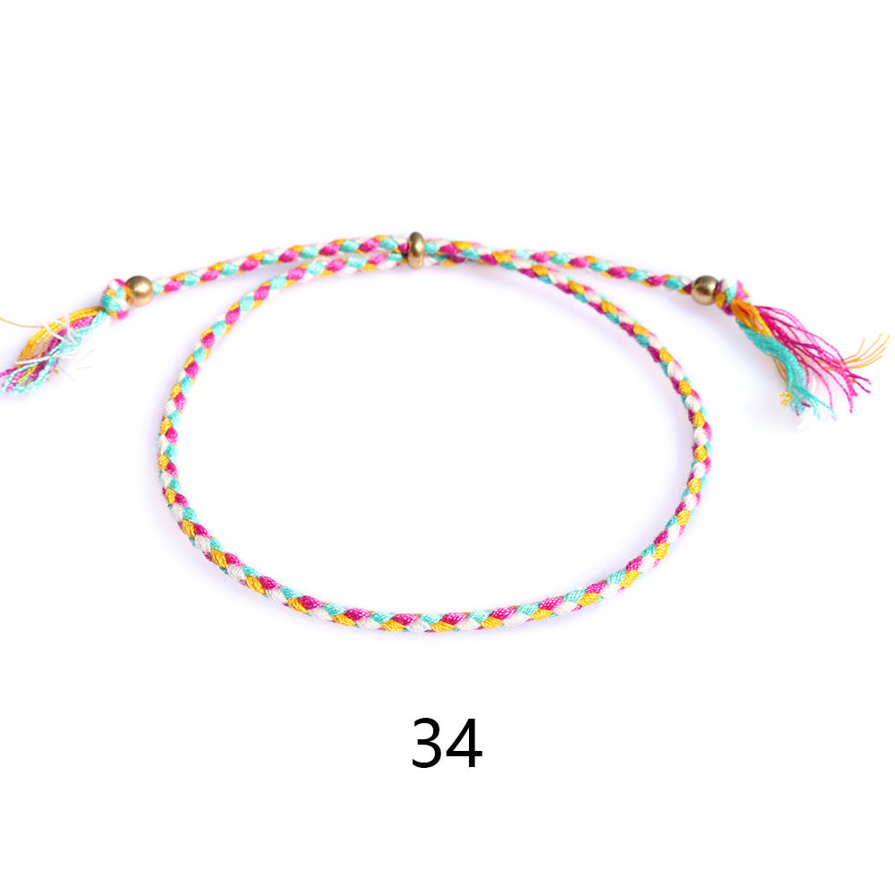 Women's & Men's Colorful Cotton String Friendship Copper Bead Bracelets