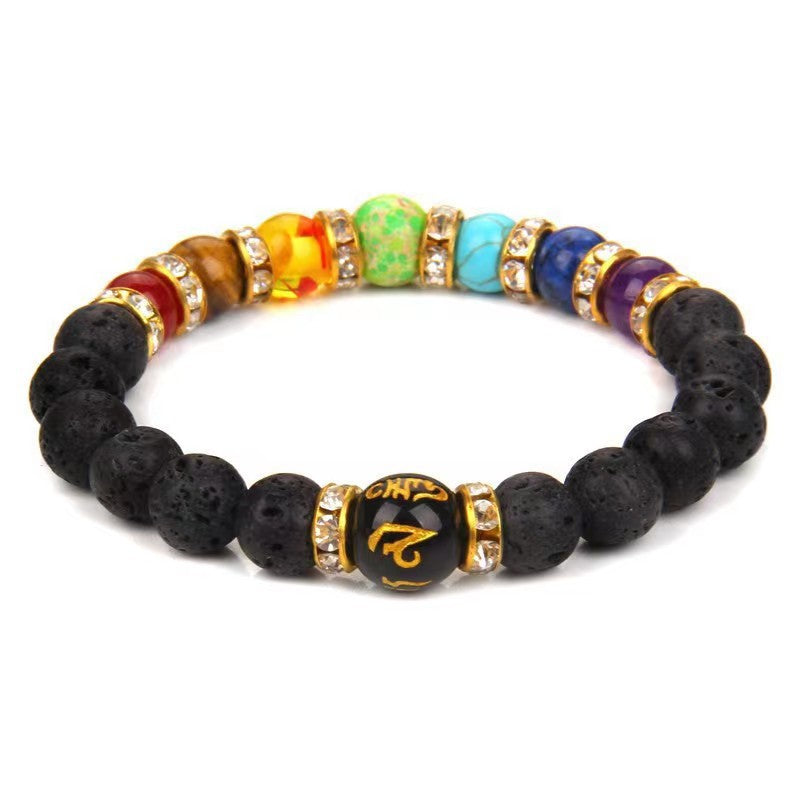 Women's Volcanic Stone Colorful Yoga Energy Six Bracelets