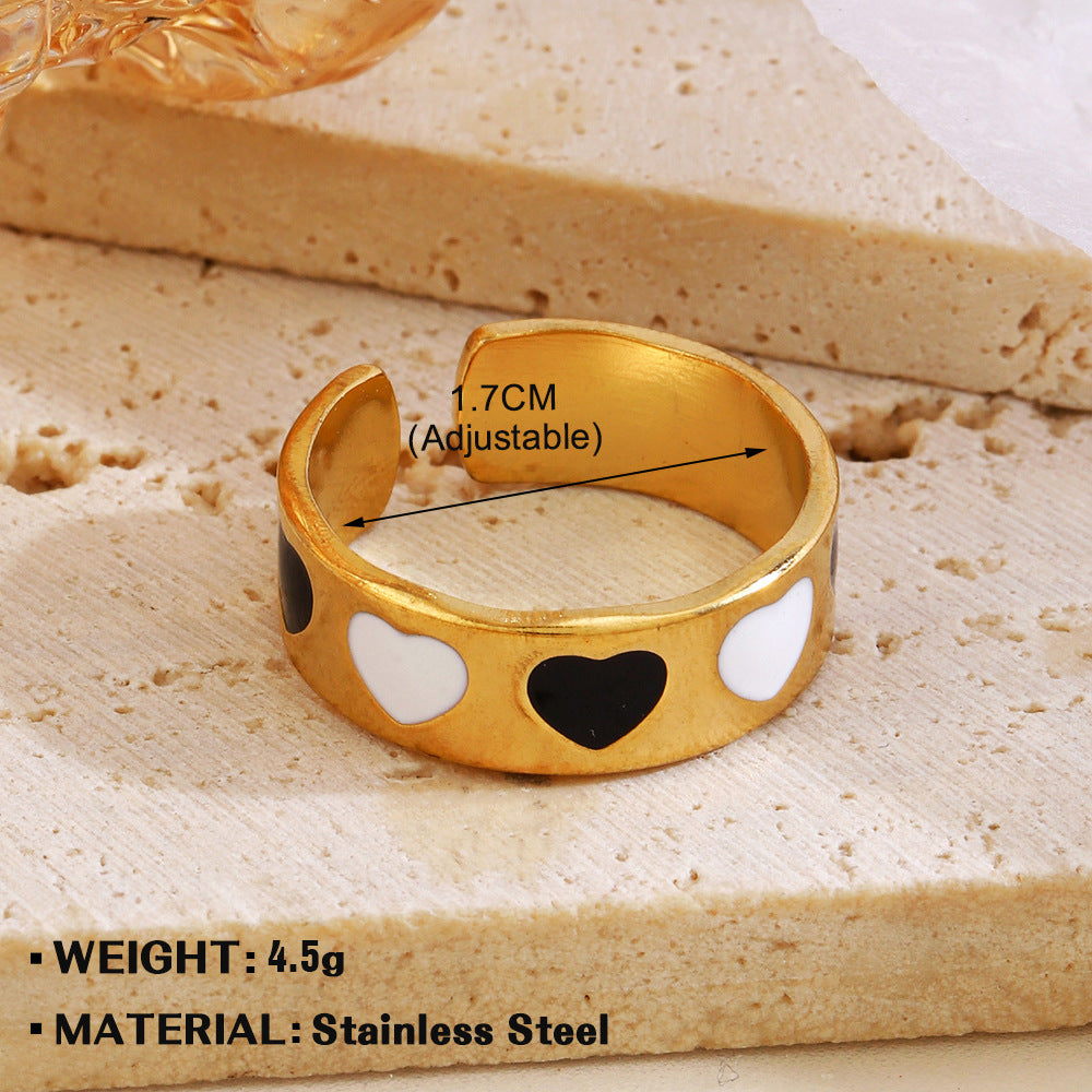 Women's Popular Stainless Steel Drip Open Personalized Hip Hop Real Rings