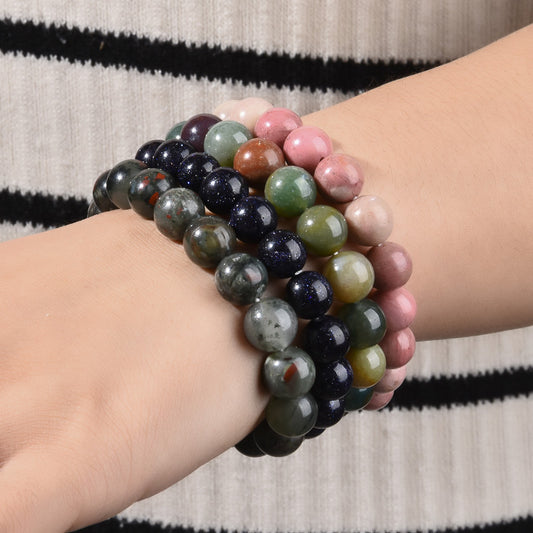 Indian Agate Mahogany Texture Beaded Color Bracelets