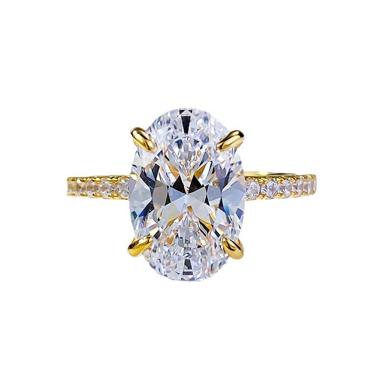 Jewelry Sier Plated Artificial Diamond Oval Rings