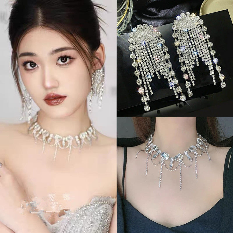 Women's Drop Tassel Pearl Double Layer Temperament Clavicle Chain Necklaces