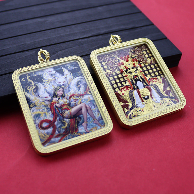 Three-dimensional Five-master Hand Painted Golden Outline Black Gold Pendants