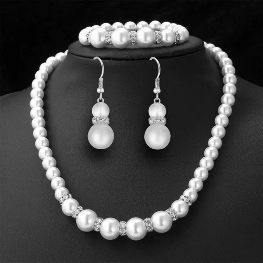 Imitation Pearl Set Three-piece Bride Of Rings