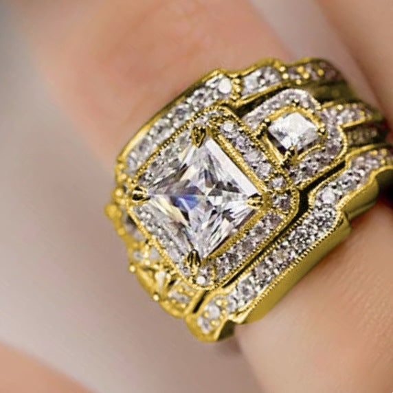 Simulation Three-in-one Super Flash Female Square Rings