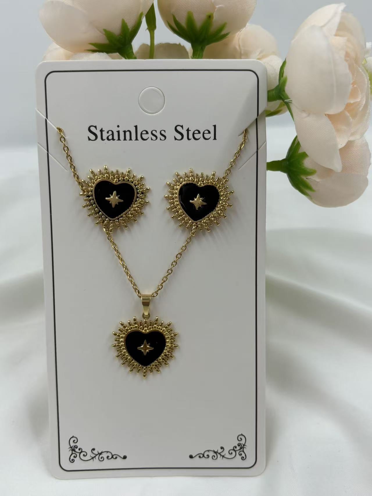 Women's Drop Peach Heart Stainless Steel Gold Earrings