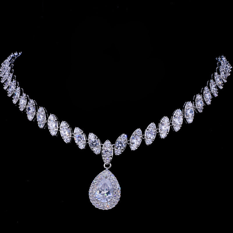 Formal Dress Zircon Water Drops Inlaid Jewelry Set