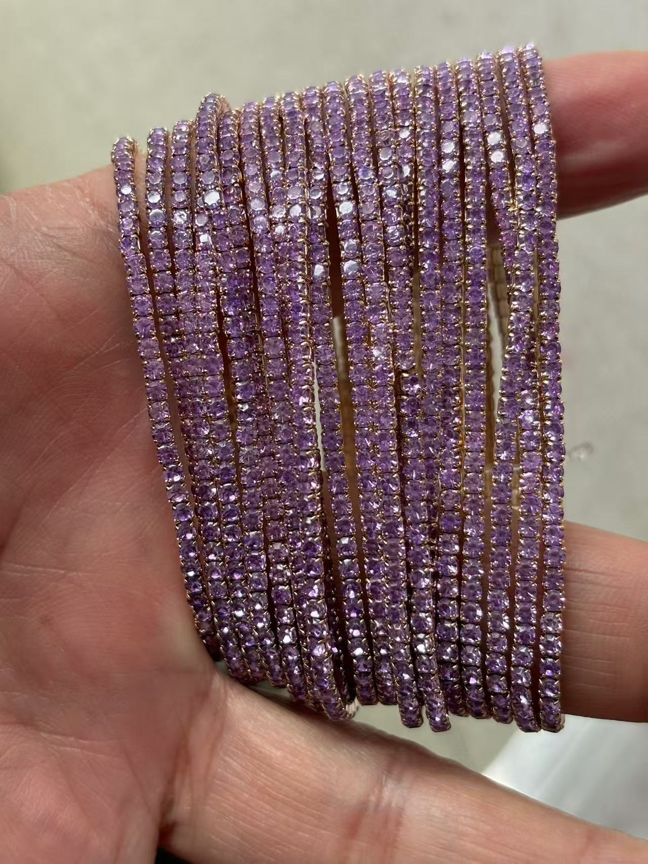 Claw Chain Single Row Rhinestone Extremely Fine Elastic Tennis Gold-plated Bracelets