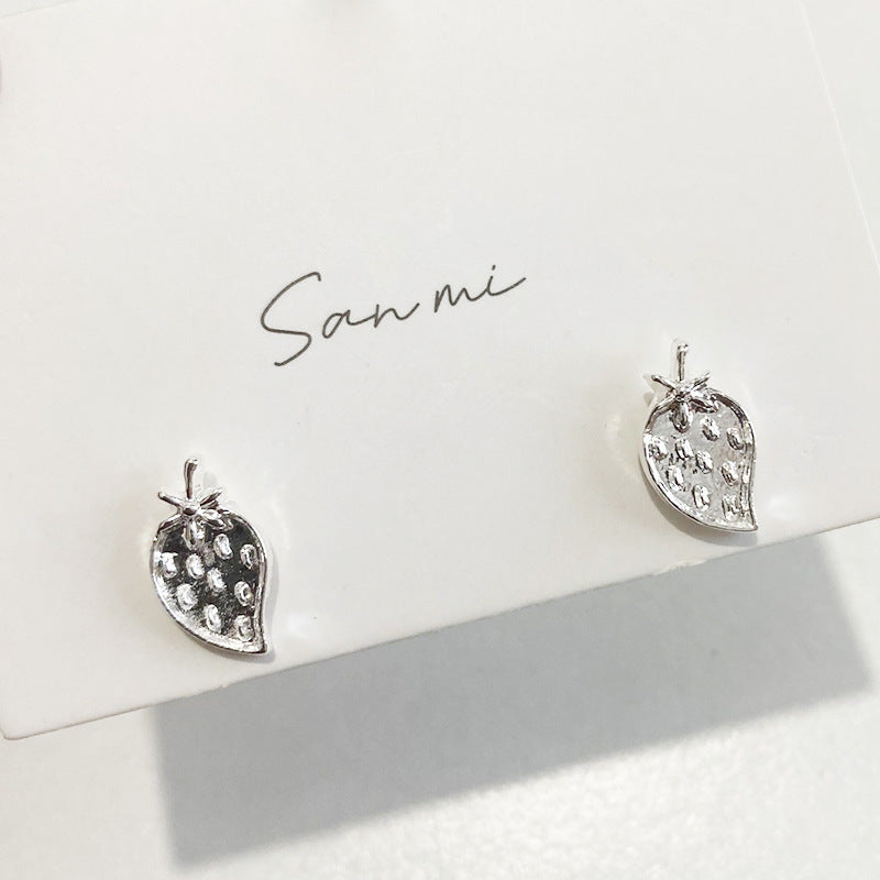 Fresh Plain Sier Plated Bow Female Small Simple Stud Earrings