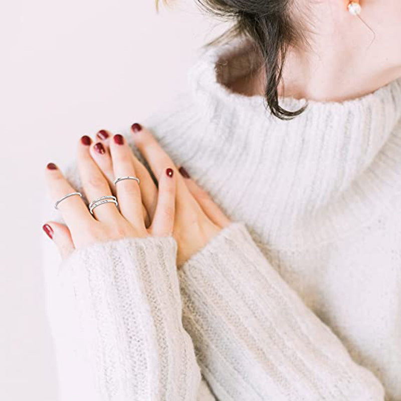 Women's Ornament Simple Knuckle Embossed Stacking Rings