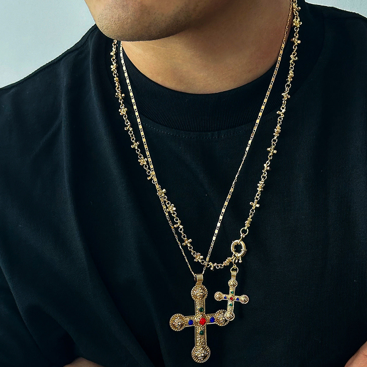 Men's Hip Hop Niche Exaggerated Diamond Cross Necklaces