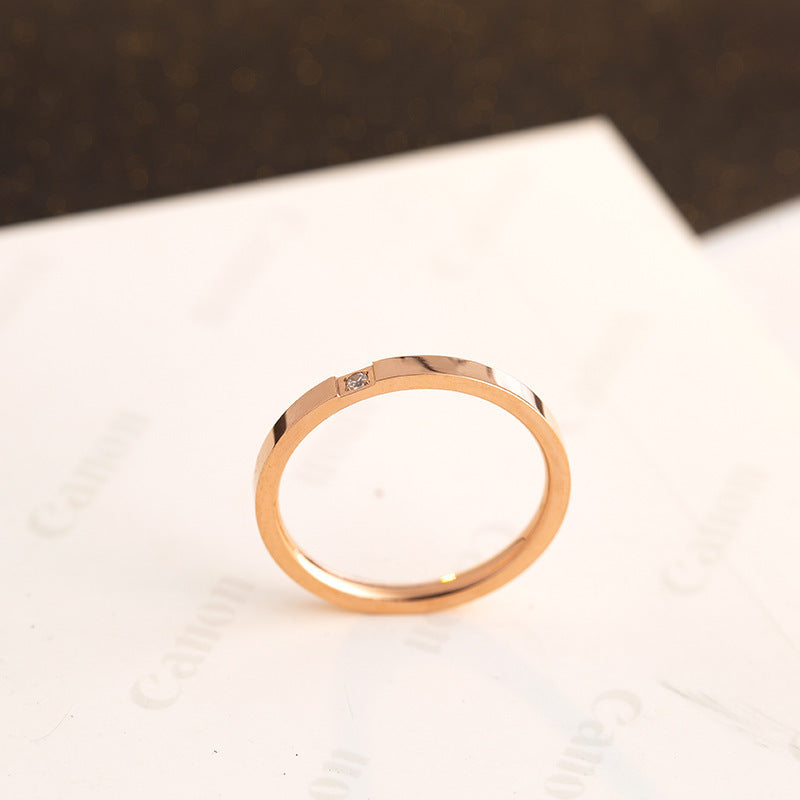 Women's Simple Ultra Fine Diamond Titanium Style Rings