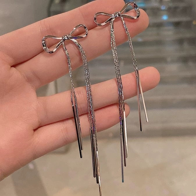 Needle High-grade Metal Tassel Female Temperament Long Earrings