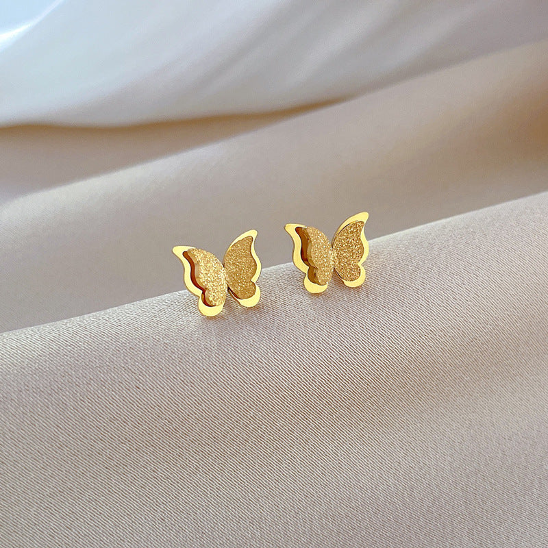 Women's & Men's Steel Butterfly Gold Foil Minimalist Cold Earrings