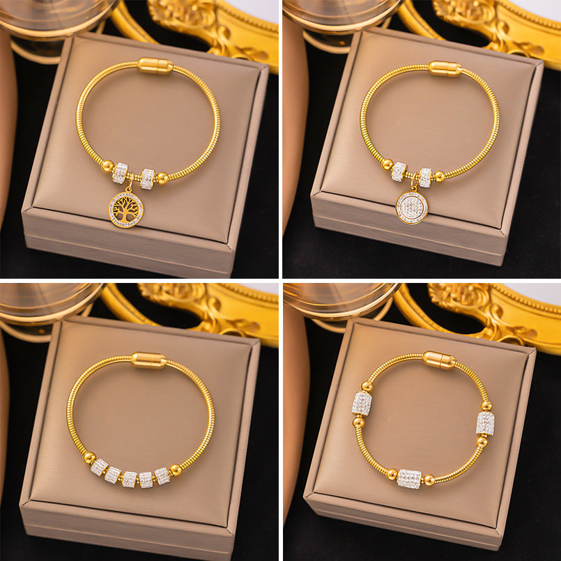 Stainless Steel Female Gold Plated Ornament Bracelets