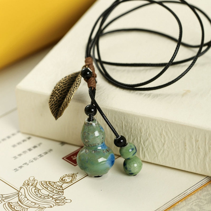 Sweater Chain Long Leaf Calabash Pendent Necklaces