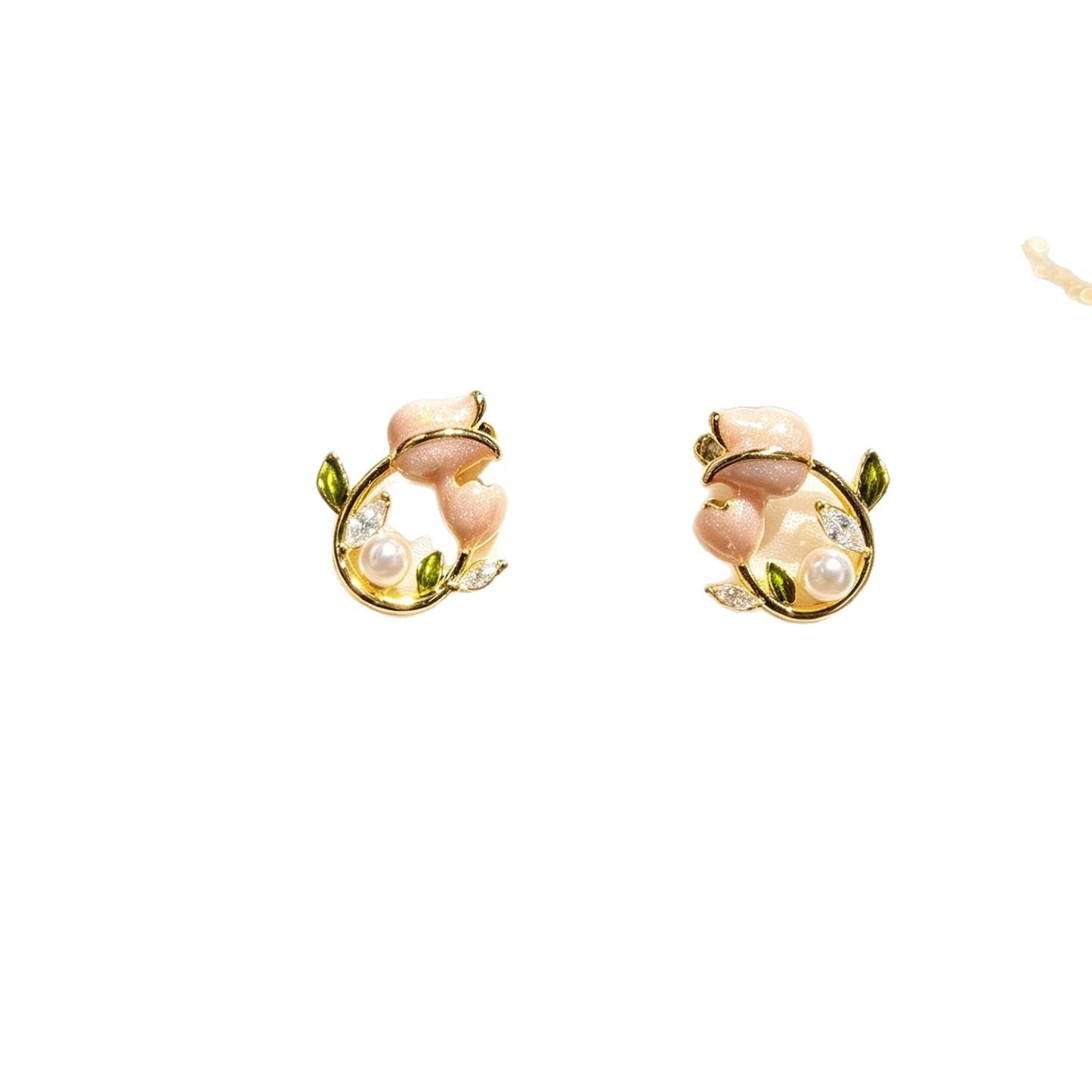 Tulip Female Beads Zircon Flower Auricular Needle Light Rings