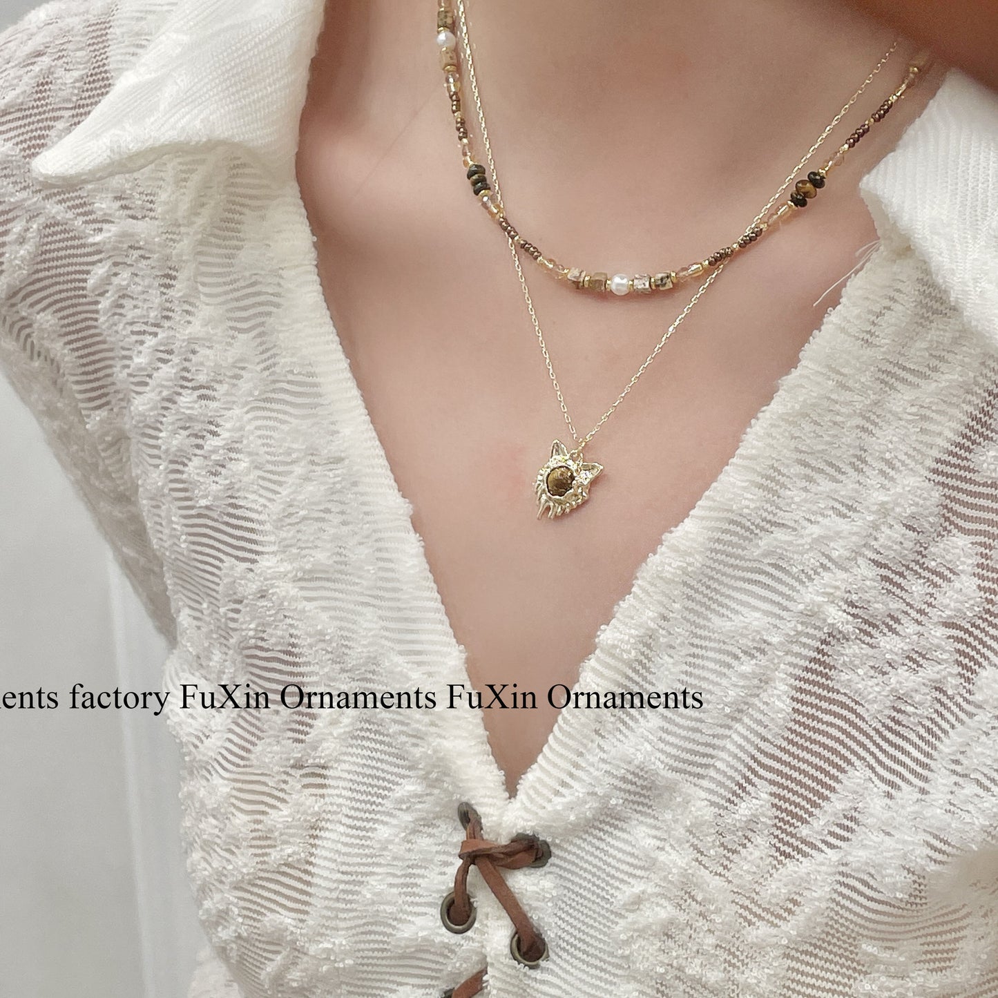 Women's Beaded Twin Design For Light Luxury Minority Tigereye Necklaces