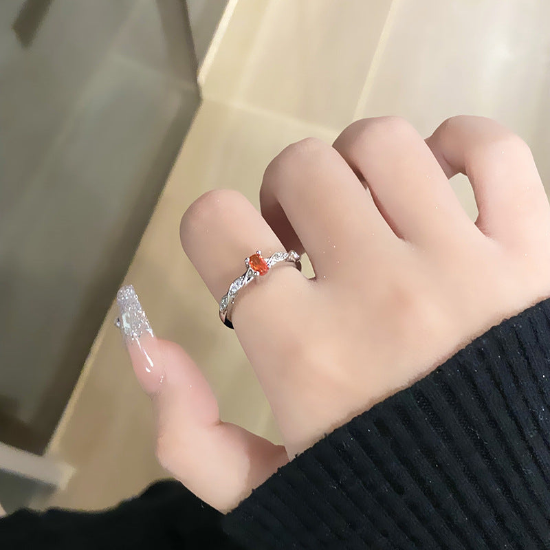 Diamond Zircon Female Exquisite Oval Sweet Rings