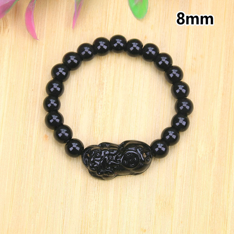Running Rivers Lakes Live Imitation Obsidian Gilt Six Words Mantra Bracelet