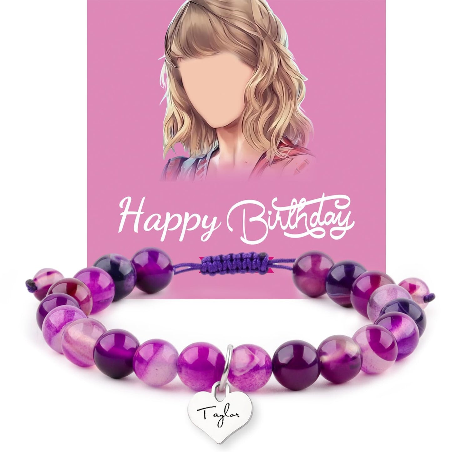 Taylor Birthday Party Music Festival Peach Heart Natural Bracelets