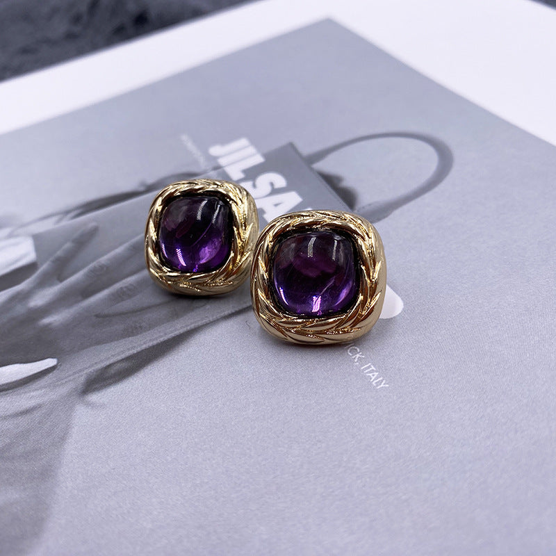 Women's Square Western Style Light Luxury Minority Earrings