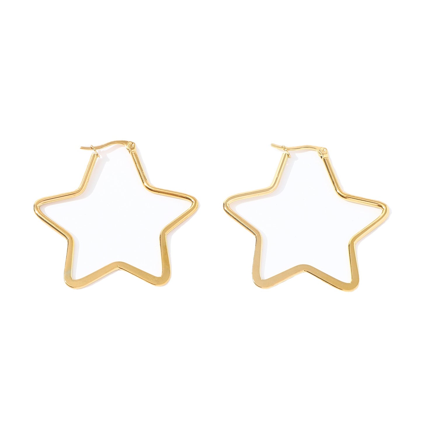 Exaggerated Stainless Steel Trend Golden Titanium Ear Clip Five-pointed Earrings