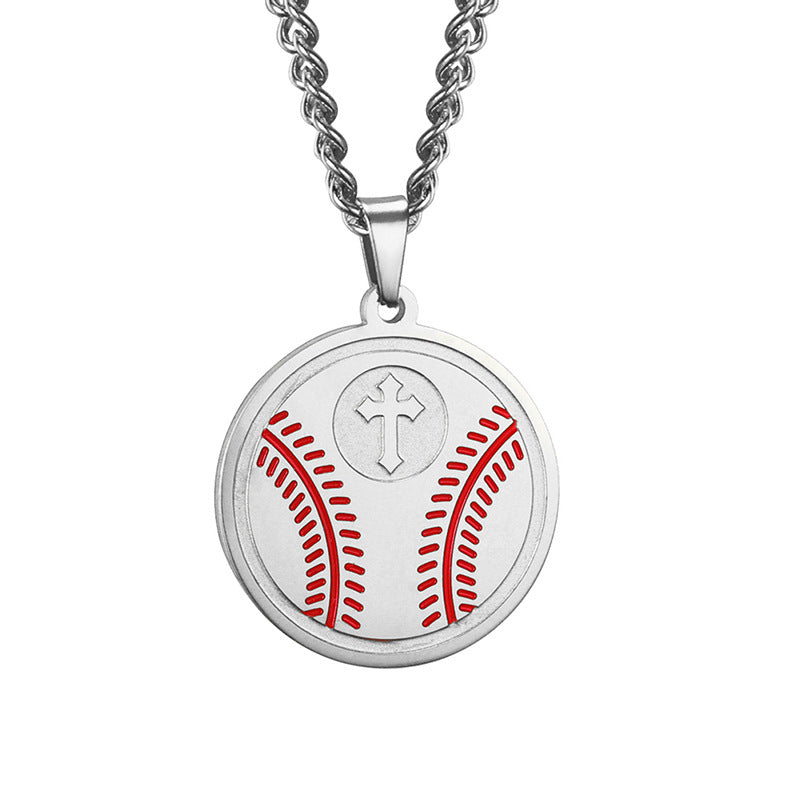 Titanium Steel Volleyball Cross Unisex Stainless Necklaces