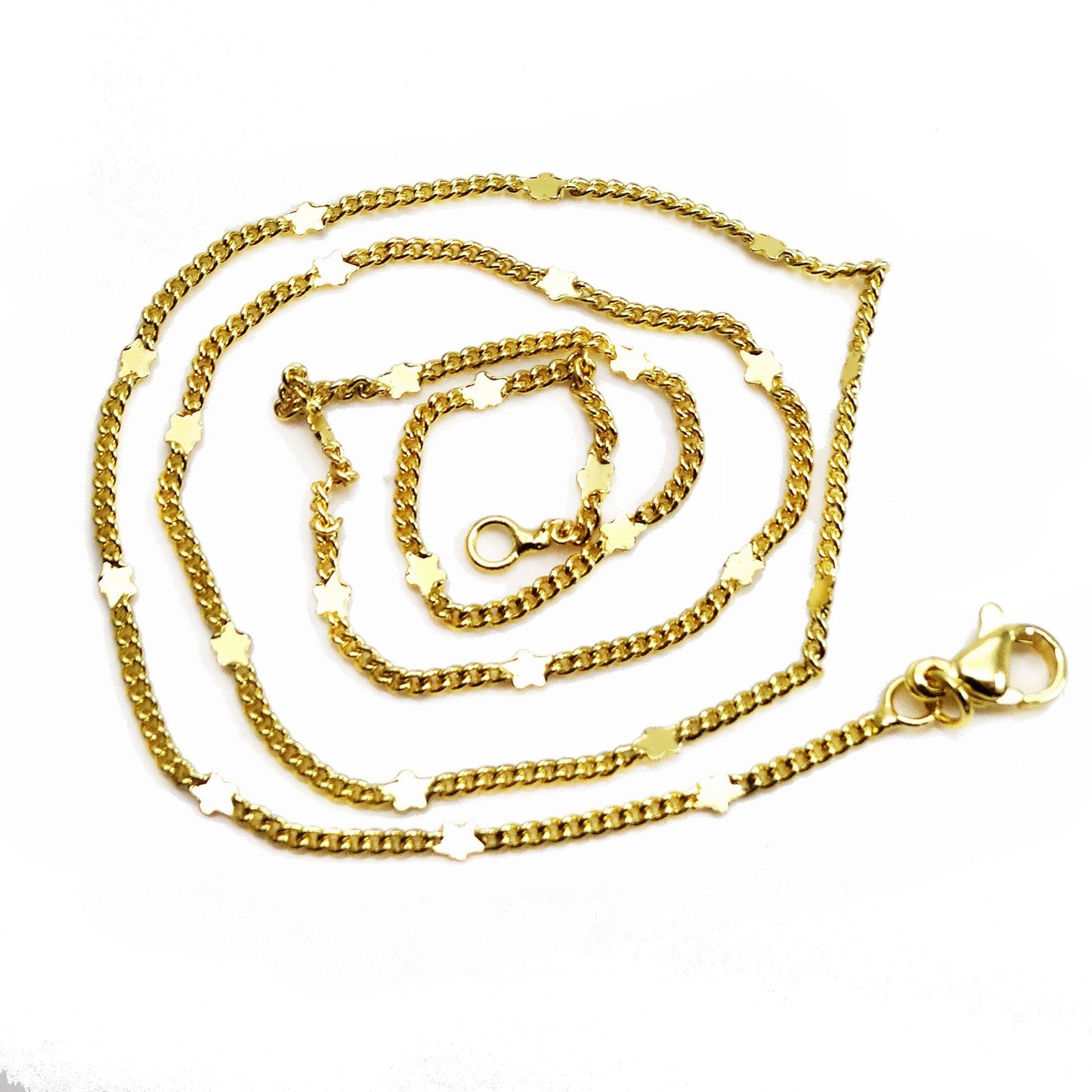 Box Chain O-shaped Bead Curb Hanging Necklaces