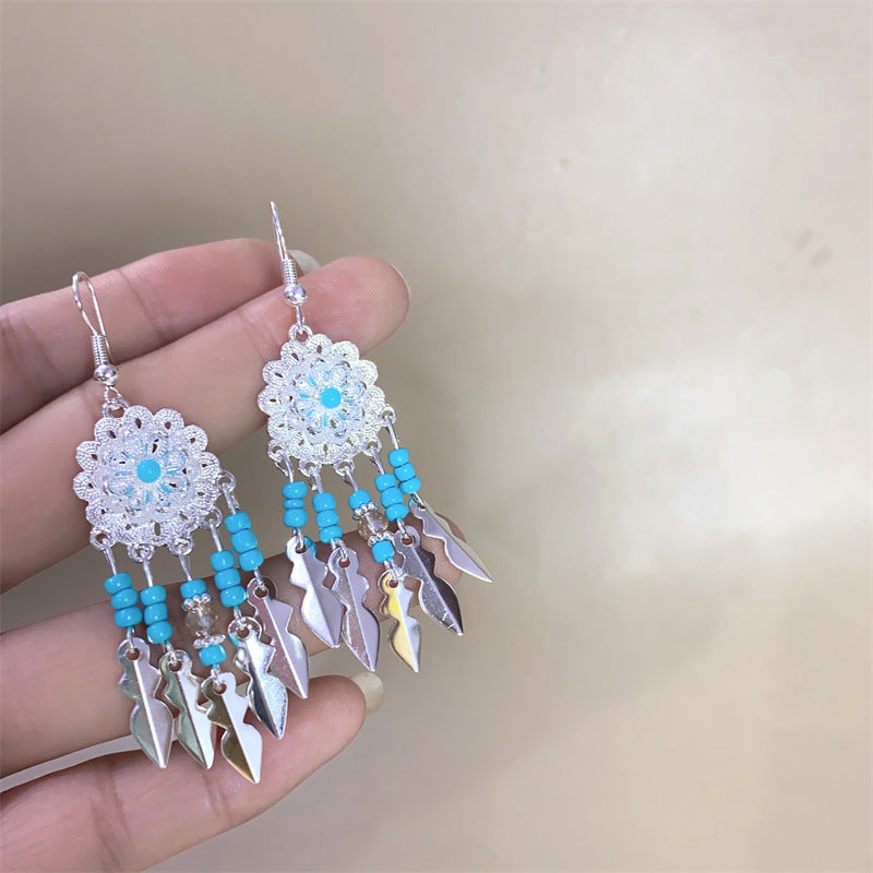 Sun Drum Fresh Flower Bohemian Ethnic Style Earrings