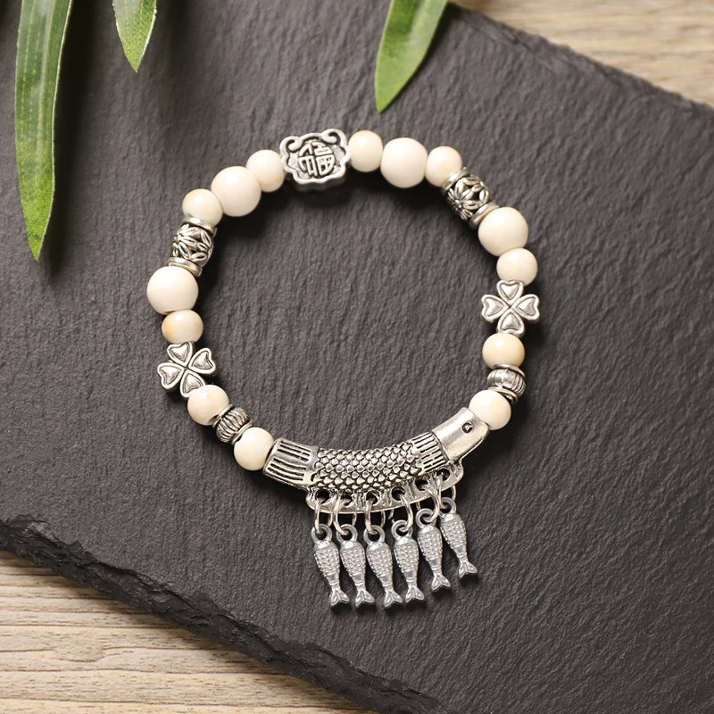 Chinese Ceramic Ethnic Style Fish Tassel Ancient Bracelets