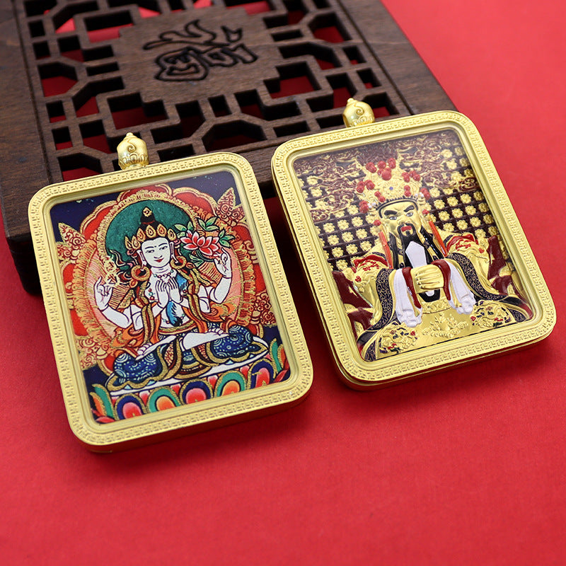 Three-dimensional Five-master Hand Painted Golden Outline Black Gold Pendants