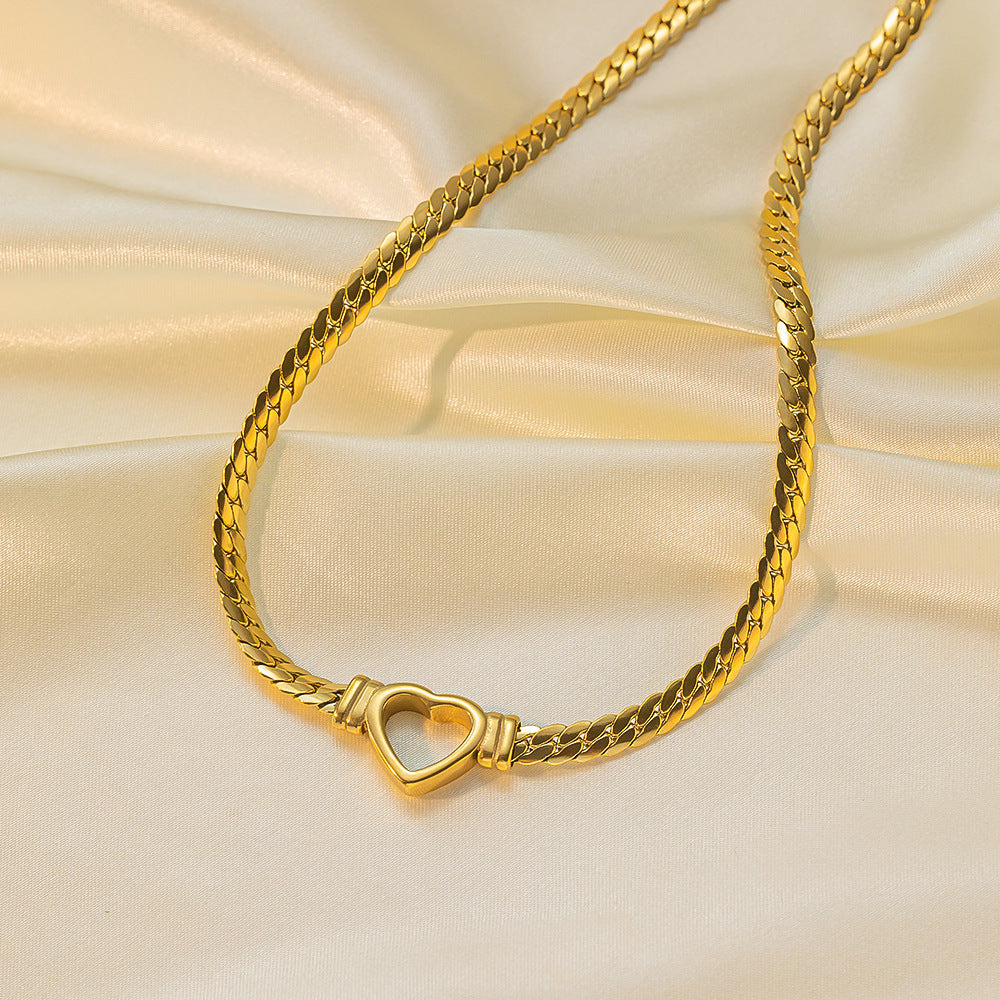 Women's Heart-shaped Stainless Steel For High-grade Golden Peach Heart Necklaces