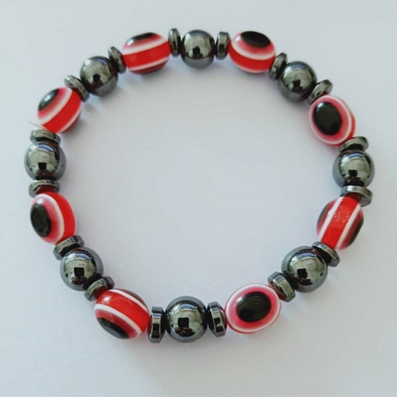 Stone Magnet Elastic Blue Eyes Flat Beads Bracelets