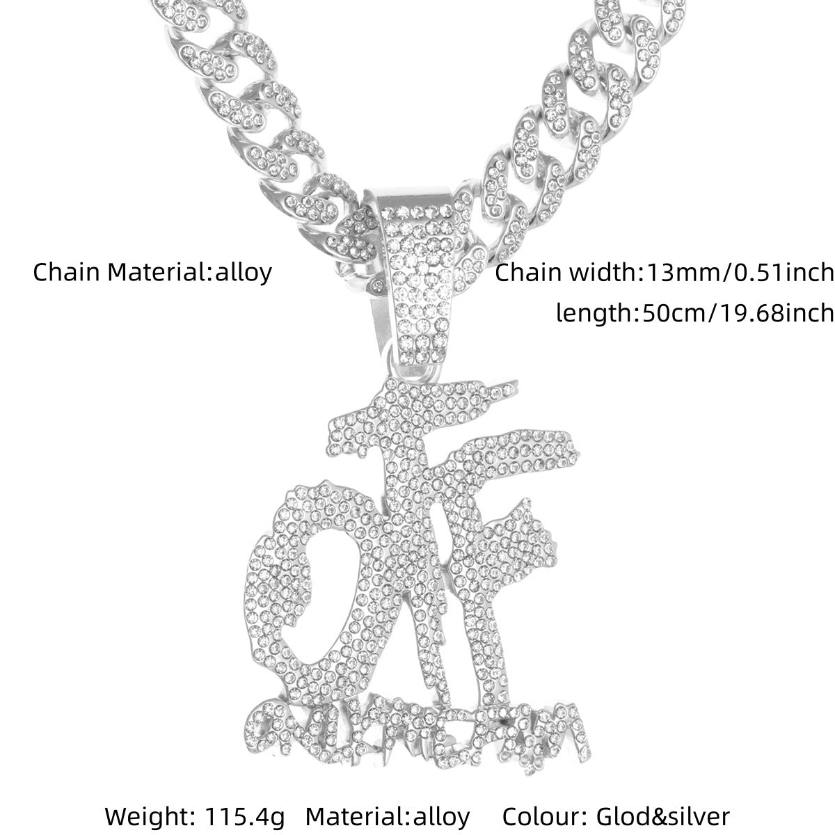 Hop Alloy Full Diamond Exaggerated Dripping Necklaces